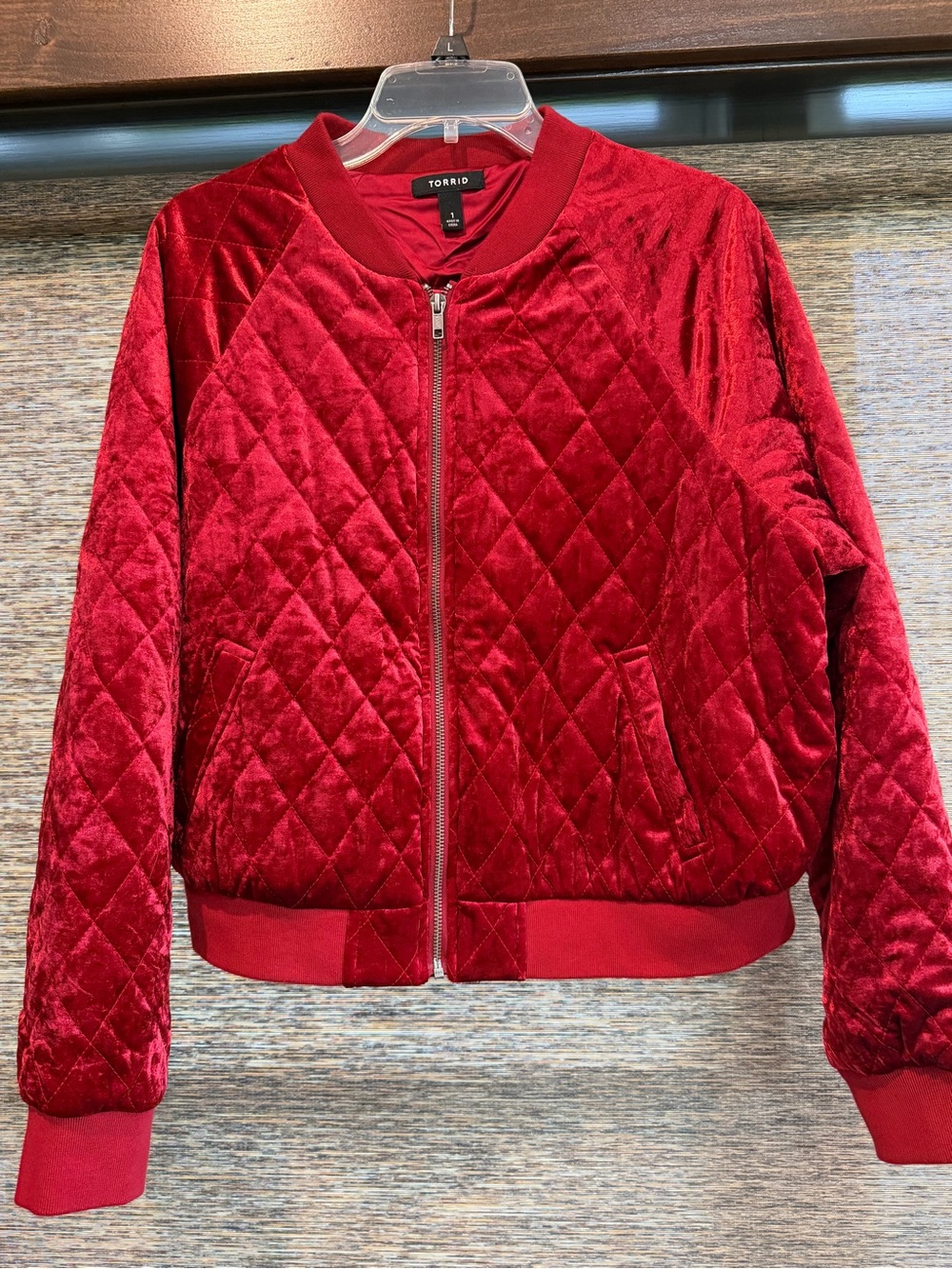 torrid Crimson Quilted Velvet Bomber Jacket